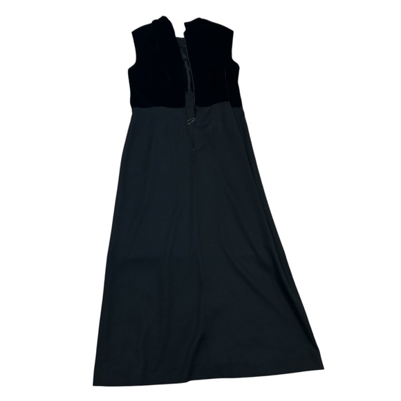 Black Vintage Union Long Full Length Floral Flower Dress Embroidery Velvet 60s - Picture 10 of 16